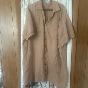 SHEIN Women's Casual Tan Button Down Dress